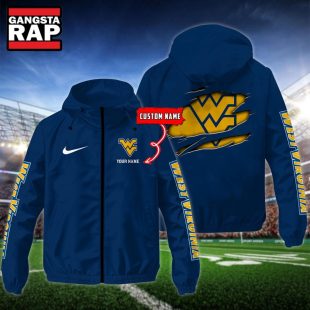 NCAA West Virginia Mountaineers Special Logo Team Custom Name Windbreaker Jacket