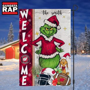 NCAA Wisconsin Badgers Football Grinch Christmas Custom Flag