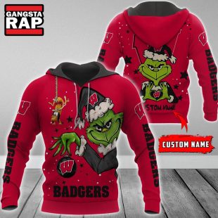 NCAA Wisconsin Badgers Football Team The Grinch Christmas Hoodie