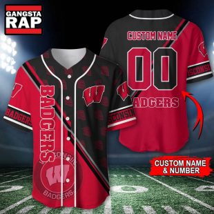 NCAA Wisconsin Badgers Logo Team Sport Design Baseball Jersey