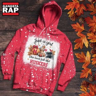 Nebraska Cornhuskers Football Just A Girl Who Loves Fall Christmas Hoodie