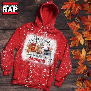 Wisconsin Badgers Football Just A Girl Who Loves Fall Christmas Hoodie