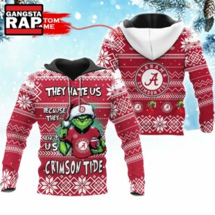 NCAA Alabama Crimson Tide They Hate US Special Grinch Snow Christmas Hoodie