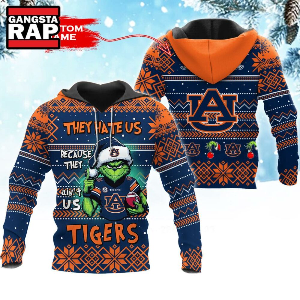 NCAA Auburn Tigers They Hate US Special Grinch Snow Christmas Hoodie