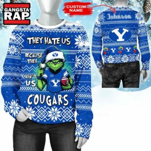 NCAA BYU Cougars They Hate US Special Grinch Snow Christmas Sweatshirt