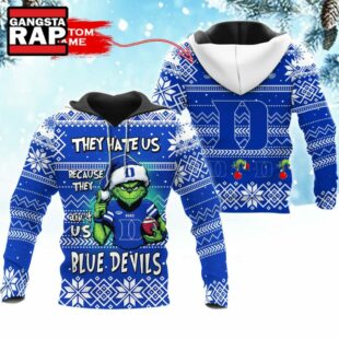 NCAA Duke Blue Devils They Hate US Special Grinch Snow Christmas Hoodie