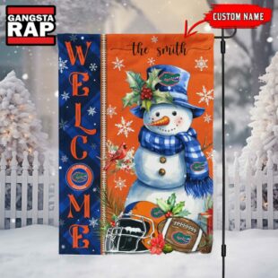 NCAA Florida Gators Snownan Football Team Christmas Flag, Sport Christmas Flag