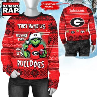 NCAA Georgia Bulldogs They Hate US Special Grinch Snow Christmas Sweatshirt