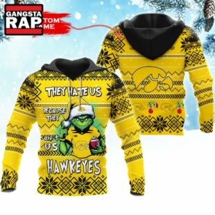 NCAA Iowa Hawkeyes They Hate US Special Grinch Snow Christmas Hoodie