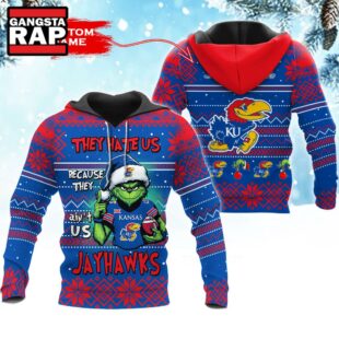 NCAA Kansas Jayhawks They Hate US Special Grinch Snow Christmas Hoodie