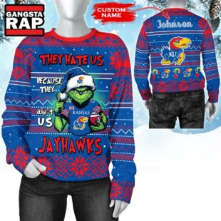 NCAA Kansas Jayhawks They Hate US Special Grinch Snow Christmas Sweatshirt