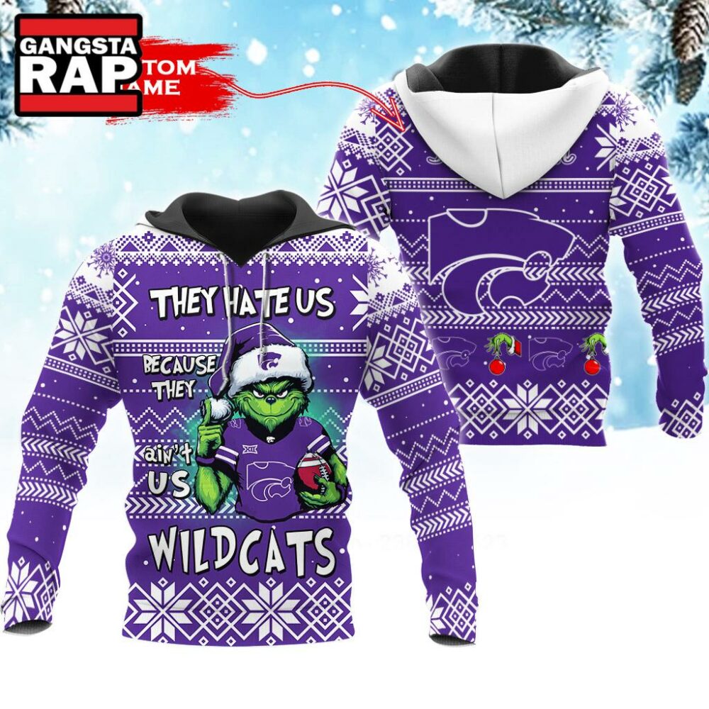 NCAA Kansas State Wildcats They Hate US Special Grinch Snow Christmas Hoodie