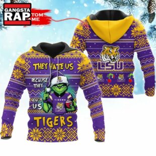 NCAA LSU Tigers They Hate US Special Grinch Snow Christmas Hoodie