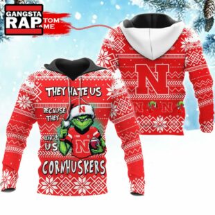 NCAA Nebraska Cornhuskers They Hate US Special Grinch Snow Christmas Hoodie