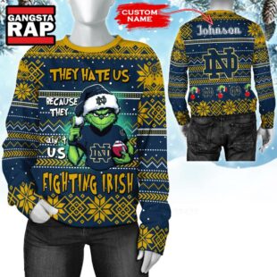 NCAA Notre Dame Fighting Irish They Hate US Special Grinch Snow Christmas Sweatshirt