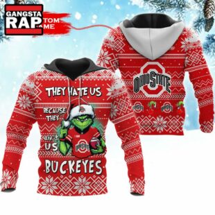 NCAA Ohio State Buckeyes They Hate US Special Grinch Snow Christmas Hoodie