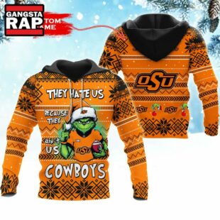 NCAA Oklahoma State Cowboys They Hate US Special Grinch Snow Christmas Hoodie