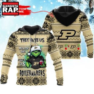 NCAA Purdue Boilermakers They Hate US Special Grinch Snow Christmas Hoodie