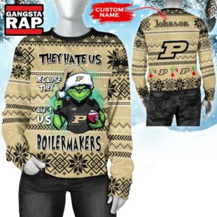 NCAA Purdue Boilermakers They Hate US Special Grinch Snow Christmas Sweatshirt