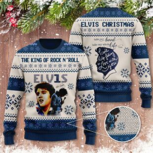 A Rock Roll Christmas With Elvis Presley 3D Ugly Sweater - Xmas Sweaters