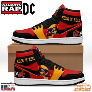 ACDC Band Music Fans Airr Jordan 1 High Top Black Red Sneakers Shoes