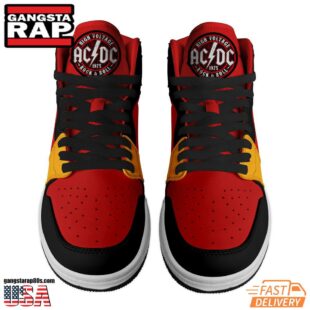 ACDC Band Music Fans Airr Jordan 1 High Top Black Red Sneakers Shoes