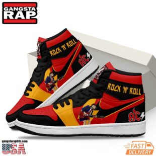 ACDC Band Music Fans Airr Jordan 1 High Top Black Red Sneakers Shoes