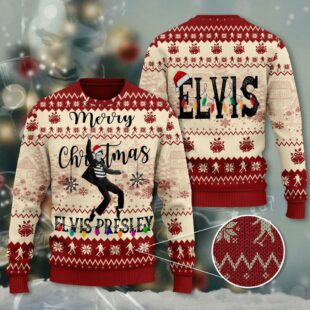 Bring The King Of Rock To Your Christmas With Elvis Presley 3D Ugly Sweater - Xmas Sweaters