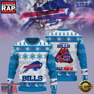 Buffalo Bills Bills Mafia NFL Blue White Color Christmas Ugly Sweater