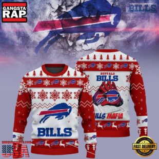 Buffalo Bills Bills Mafia NFL Red White Christmas Ugly Sweater