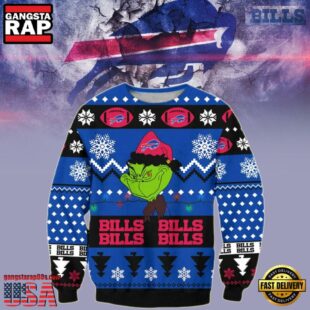 Buffalo Bills Grinch Cunningly Smile NFL Ugly Christmas Sweater