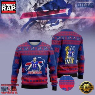 Buffalo Bills Josh Allen Signature NFL Ugly Christmas Sweater