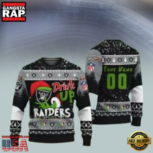 Custom Las Vegas Raiders NFL Grinch Knitted Christmas Ugly Sweater