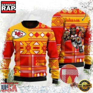 Custom Name And Logo Kansas City Chiefs NFL Christmas Ugly Sweater