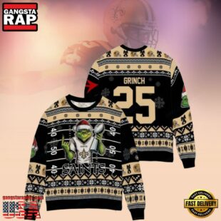 Custom New Orleans Saints Grinch NFL Ugly Christmas Sweater