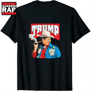 Donald Trump Black Shirt, USA 2024 Election Donald Trump Cowboy Smoking Cigar T-Shirts