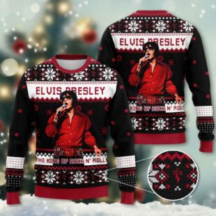 Elvis Presley 3D Ugly Sweater A Christmas Gift For True Fans - Xmas Sweaters