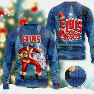 Elvis Presley 3D Ugly Sweater A Christmas Look Fit For The King - Xmas Sweaters