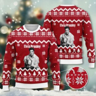 Elvis Presley 3D Ugly Sweater A Holiday Look Fit For A King - Xmas Sweaters