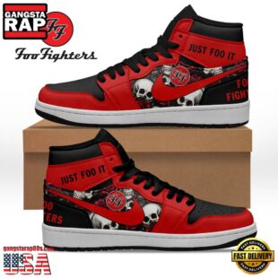 Foo Fighters Just Foo It Air Jordan 1 Hightop Red Color Sneakers Shoes