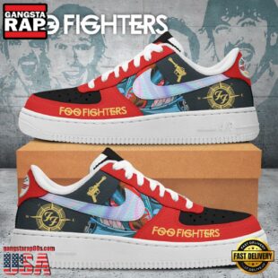 Foo Fighters Music Band White Red Color Air Force 1 Sneaker Shoes