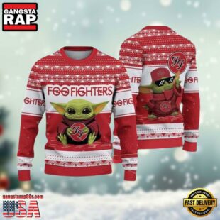 Foo Fighters Special Baby Yoda Badass Red Color Ugly Christmas Sweater