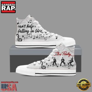 Funny Elvis Presley White Color High Top Canvas Sneakers Shoes