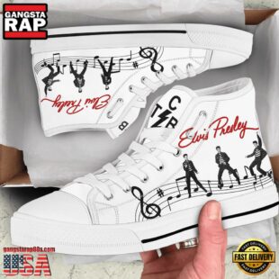 Funny Elvis Presley White Color High Top Canvas Sneakers Shoes