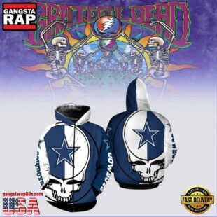 Grateful Dead Dallas Cowboys Skull Zip Hoodie 3D Printed