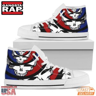 Grateful Dead High Top Canvas Sneakers Shoes White