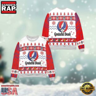 Grateful Dead Rock Band Christmas Ugly Sweater Red Color