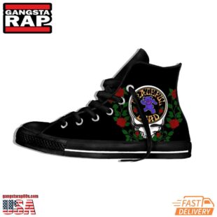 Grateful Dead Rose Bear High Top Canvas Sneakers Shoes Black