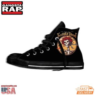 Grateful Dead Rose Hair High Top Canvas Sneakers Shoes Black