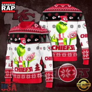 Kansas City Chiefs Grinch Knit NFL Ugly Christmas Sweater